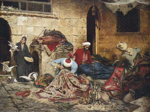 The Carpet Menders - Rudolf  Swoboda - Orientalism Art Painting - Canvas Prints