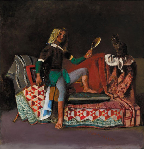 The Cat And Mirror (Le Chat Au Miroir) -Balthus Painting - Art Prints