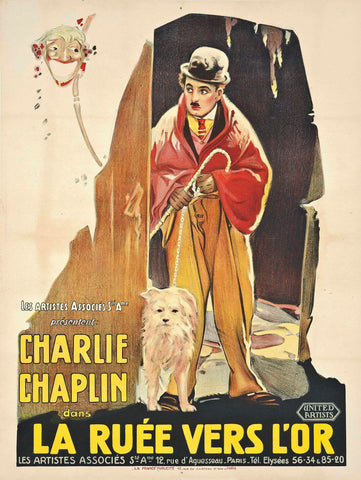 The Gold Rush - Charlie Chaplin - French Release Movie Art Poster - Large Art Prints by Jerry