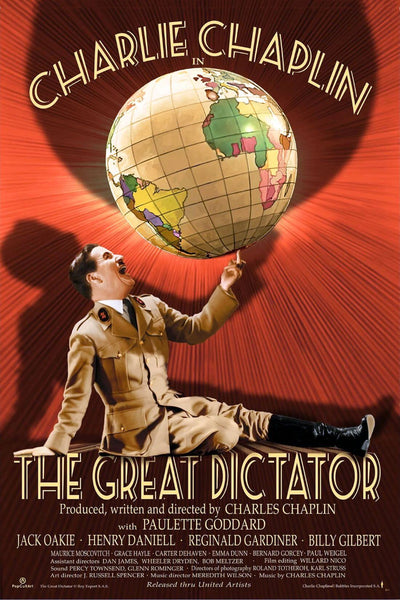 The Great Dictator - Charlie Chaplin - Hollywood Classic Comedy English Movie Poster - Art Prints