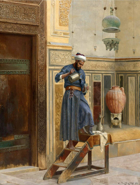 The Lamp Lighter - Ludwig Deutsch - Orientalism Art Painting - Art Prints