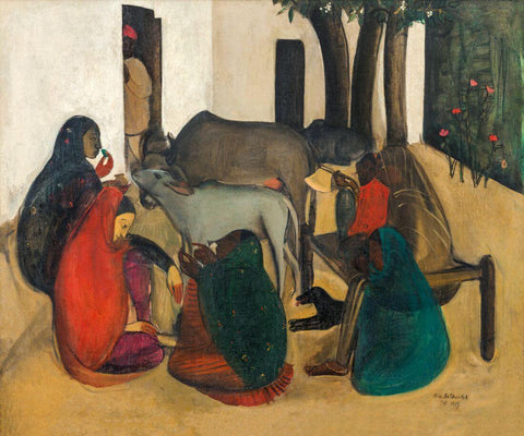 The Storyteller - Amrita Sher-Gil Masterpiece Painting - Life Size Posters