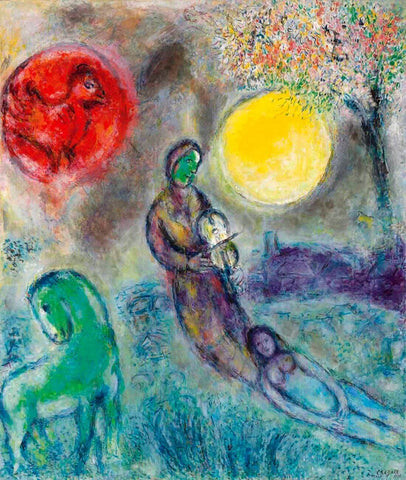 The Violinist Under the Moon (Le Violoniste Sous La Lune) - Marc Chagall - Modernism Painting - Framed Prints