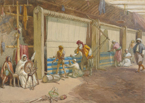 Thugs in the School of Industry, Jubblepoor - William Simpson - Vintage Indian Orientalist Painting by William Simpson