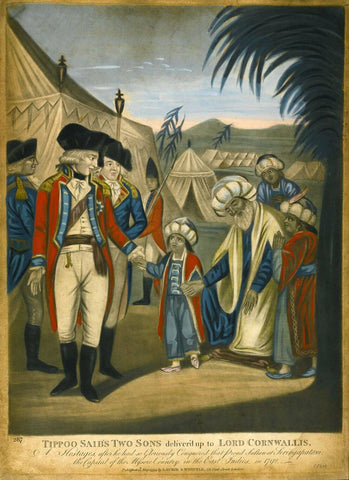 Tippoo Sultans Two Sons Delivered To Lord Cornwallis 1792 -  Indian Vintage Orientalist Painting by Tallenge