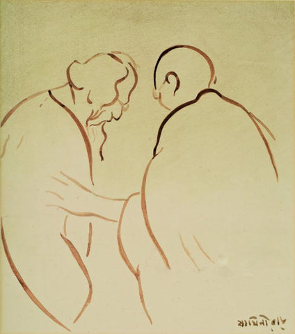 Gandhi And Rabindranath Tagore - Framed Prints by Jamini Roy