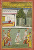 Vasant Ragini - Krishna Spraying Female Musicians On Holi - Amber c1709 - Indian Vintage Miniature Painting - Life Size Posters