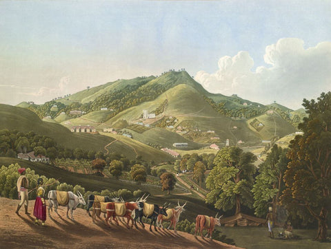View of Ooty With East India Company Buildings - Richard Barron - Vintage Orientalist Painting of India by Richard Barron