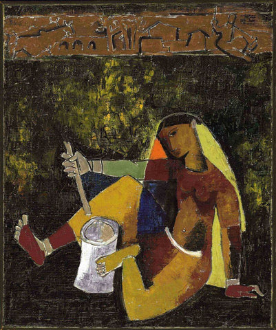 Village Woman  - Maqbool Fida Husain Indian Painting - Framed Prints