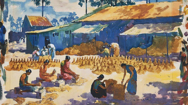 Village Women - Sayed Haider Raza - Early Works - Canvas Prints