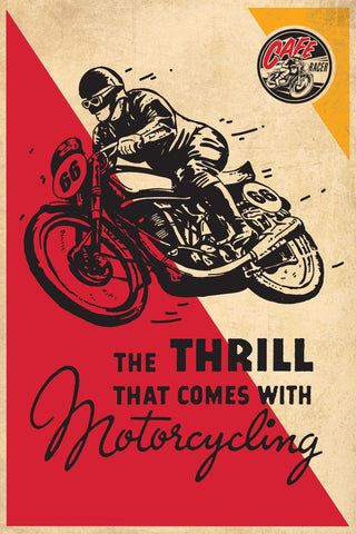Vintage Poster - Thrill Of Motorcycling - Large Art Prints by Sherly David