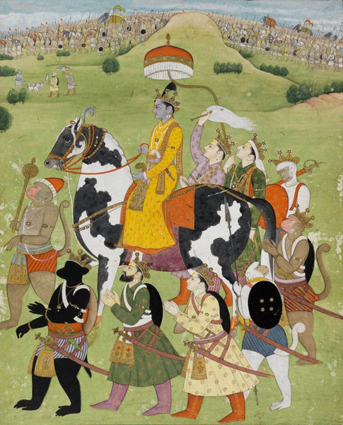 Vintage Indian Art - Ramayana - Rama Returns in Victory to Ayodhya - Pahari Kangra Painting - 18 Century - Framed Prints