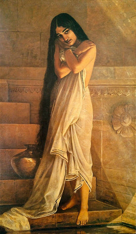 Warasyar Woman  - Raja Ravi Varma - Famous Indian Painting - Canvas Prints