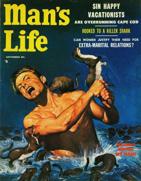 Weasels Ripped My Flesh -Man's Life Magazine Cover Pulp Art - Wil Hulsey Painting - Canvas Prints