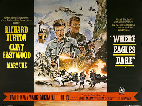 Where Eagles Dare - Richard Burton Clint Eastwood - Alistair MacLean Hollywood Classic War WW2 Movie Vintage Poster - Canvas Prints by Kaiden Thompson