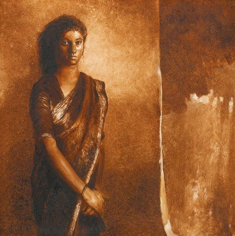 Woman - Bikas Bhattacharji - Indian Contemporary Art Painting - Life Size Posters