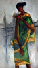 Woman In Green Sari - B Prabha - Indian Art Painting - Posters