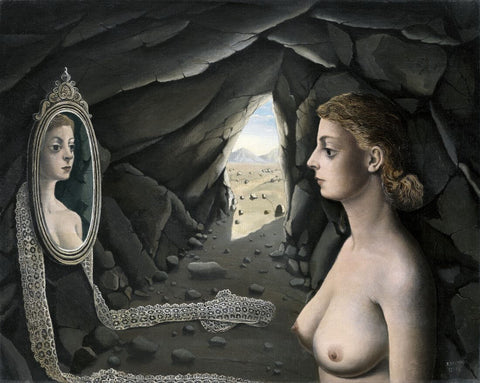 Woman In The Mirror (Femme dans le miroir) - - Paul Delvaux Painting - Surrealism Painting - Large Art Prints