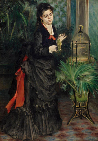 Woman With A Parakeet - Pierre Auguste Renoir - Life Size Posters by Pierre Auguste Renoir