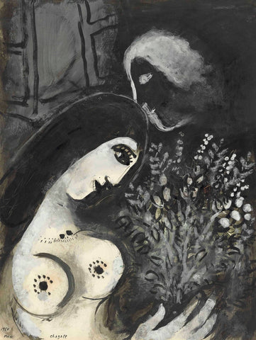 Woman With Flowers (La Belle Aux Fleurs) - Marc Chagall - Modernism Painting - Canvas Prints by Marc Chagall