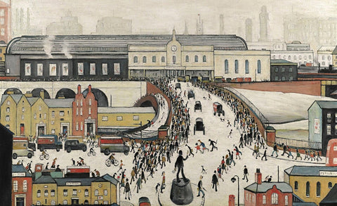 Workers Walking To Manchester Railway Station - L S Lowry - Canvas Prints by L S Lowry