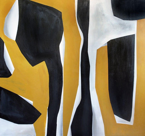 Yellow Black White - Abstract Art Painting - Life Size Posters by Abstract