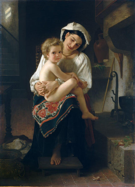 Young Mother Gazing at Her Child (Jeune mère regardant son enfant) – Adolphe-William Bouguereau Painting - Life Size Posters