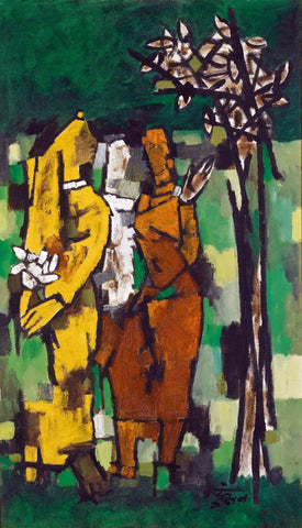 Girls in The garden - M. F. Hussain by M F Husain