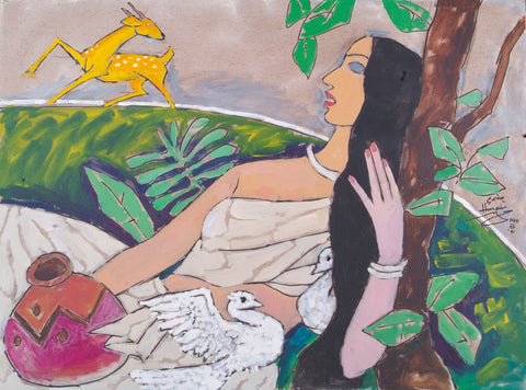 Sita and the Golden Deer - Canvas Prints by M F Husain