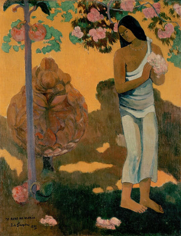 Te Avae No Maria (Tahitian Woman with Blossom) - Canvas Prints by Paul Gaugin