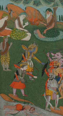 Indian Miniature Paintings - Ramayana Manuscript - Life Size Posters by Kritanta Vala