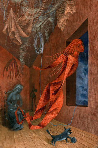 The Red Weaver (la tejedora roja) - Remedios Varo - Large Art Prints by Remedios Varo