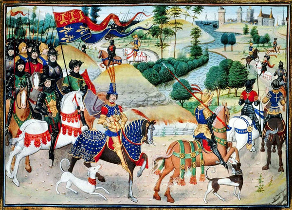 King Richard I the Lionheart (1157-99) embarks on 3rd crusade 1190 from Chronicle of David Aubert Museum - Canvas Prints